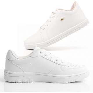 Kit Tênis Sneakers Branco Casual Confortável Fashion White Atemporal