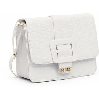 Bolsa Tiracolo Feminina Lateral Com Fivela Croco Lançamento Branca