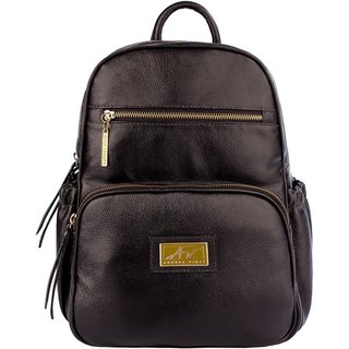 Mochila pequena de couro liso Zoey - Preto
