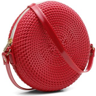 Bolsa Transversal Feminina Redonda Casual Pvc Vermelho