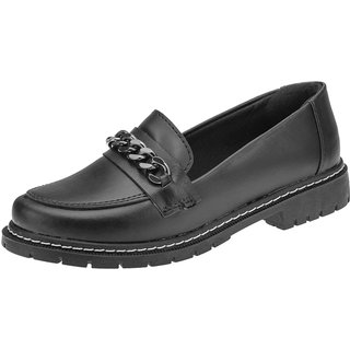 Mocassim Feminino Baixo Oxford Plataforma Blogueira Preto