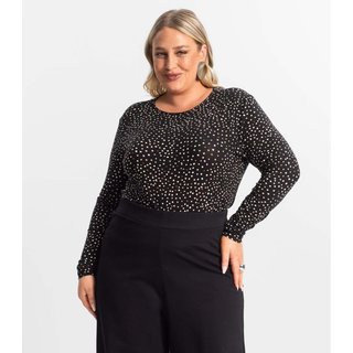 Blusa Feminina Manga Longa Plus Size Secret Glam Preto