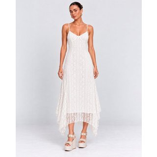 Vestido Midi Alça Fina Renda Branco 90238 206oz