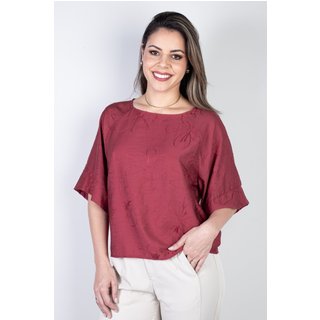 Blusa Enluaze Feminina Manga 7/8 Bordada 51111 - Vermelho