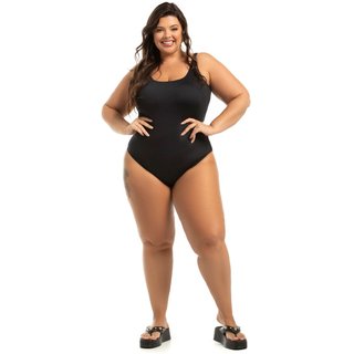Maiô Regata Básico com Bojo Fixo Plus Size Preto