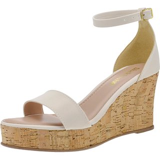 Sandália Feminina Salto Plataforma Anabela Shekinah Lançamento Confortável Moda Off White