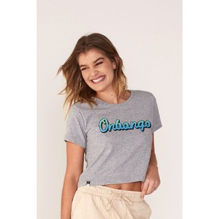 Cropped Onbongo Feminino Estampado Cinza Mescla