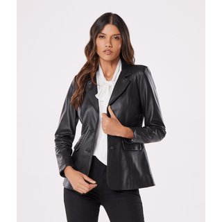 Blazer Pelica Dois Botoes Forrados Frente Feminino Preto