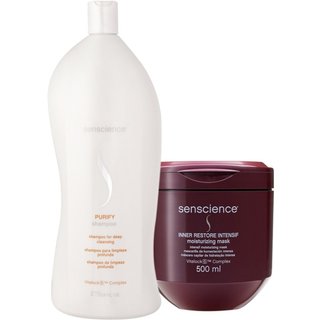 Kit Senscience Purify Shampoo Antirresíduo Litro e Inner Restore Intensif G (2 produtos)
