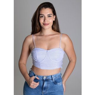 Top Cropped Sawary Fashion Listrinhas Azul