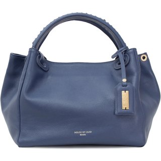 BOLSA FEMININA EM COURO ALÇA DE MÁO AZUL MARINHO "AMANDA MARTINS"""