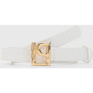 Cinto Feminino Lança Perfume Texturizado Monograma Branco
