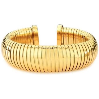Infantil - Bracelete Curvo Largo Filetado Aberto em Aço Dourado Ania Store