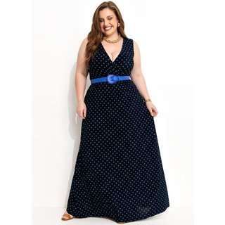 Vestido Em Poliflex Poá Marinho E Verde Marguerite
