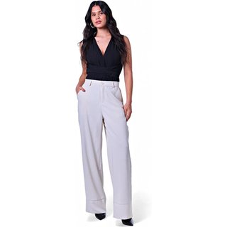 Calça Pantalona Feminina Off White Incolor