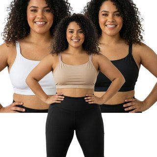 Kit 03 Top reforçado plus size com nojo removivel MABECA