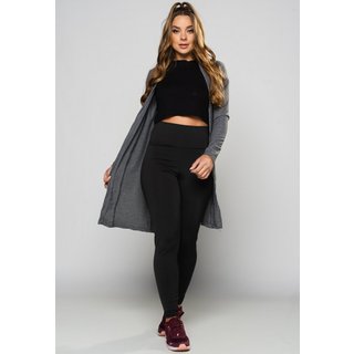 Cardigan MVB Modas Canelado Feminino Kimono Blusa de Frio Cinza