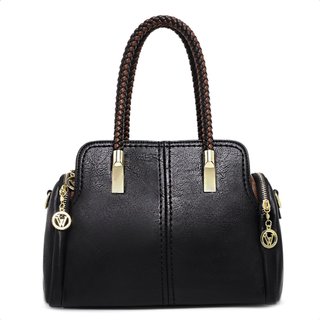 Bolsa Baú Média Luxuosa De Mão Feminina Transversal De Ombro - Preto