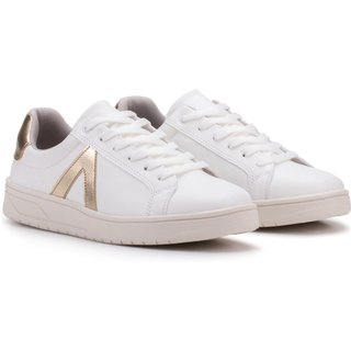 Sapato Feminino Branco Dourado Tenis Casual Moda Blogueira Original Estilo Shoes