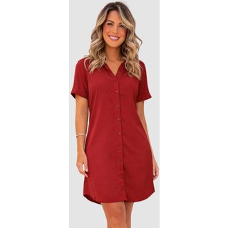 Chemise Aberta Ícone Fashion Manga Curta Marsala