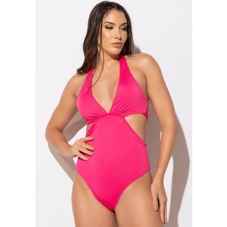 Maiô MVB Modas Engana Mamãe Decote Hot Pants Liso Rosa