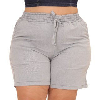 Shorts Feminino Jeans Loka Plus Size Com Elastico na Cintura