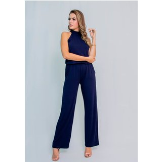 Macacão Viscolycra Gola Alta Maria Paes Azul Marinho