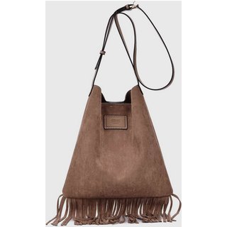 Bolsa Grande Feminina Santa Lolla Franjas Marrom