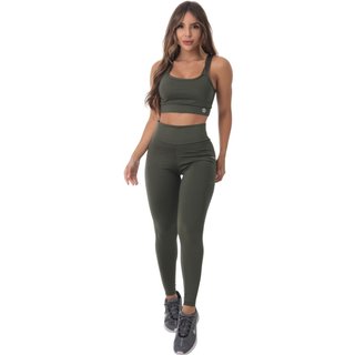 Conjunto Fitness Bolsinho Sallada Mista Poliamida Running Verde