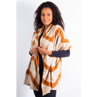 Cachecol Echarpe Tricô Enluaze 60045 Chevron - Caramelo/Bege