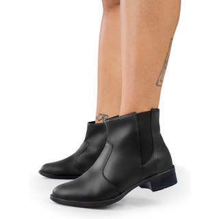 Bota Feminina Bredeni Casual Lisa Confortável Dia A Dia Salto Baixo Cano Curto Zíper Preto