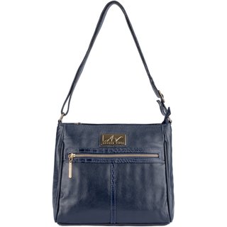 Bolsa Andrea Vinci Tiracolo De Couro Liso Milena - Azul