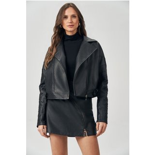Jaqueta Biker PU Feminina Acostamento