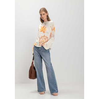 Blusa Lez a Lez De Mangas Longas Estampada Com Amarração Posterior