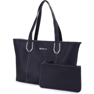 bolsa shopper grande feminina para faculdade notebook elegancia berlim Moncci preto com marfim