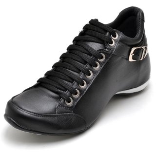 Bota Feminina Cano Curto 3/4 Esportiva Clube do Sapato de Franca Peccato Top Confort 2 Fivela Preto