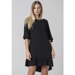 Vestido Curto Viscose Babados Preto
