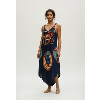 Vestido Cabanafree Midi Origens Regata Raiz Cósmica Azul