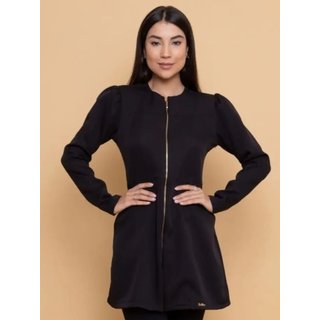 Jaleco Feminino Natalia Manga Longa Dra Maia Preto