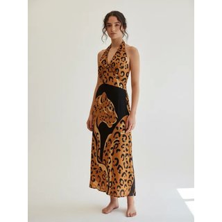 Vestido Amazonia Vital Longo Andirá Viscose Amarração nas Costas Estampa Yawara