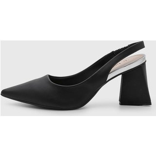 Scarpin Feminino cê Slingback Salto Quadrado Preto