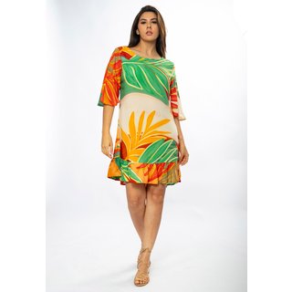 Vestido Amazonia Vital Curto Viscose Estampa Jardim do Sol