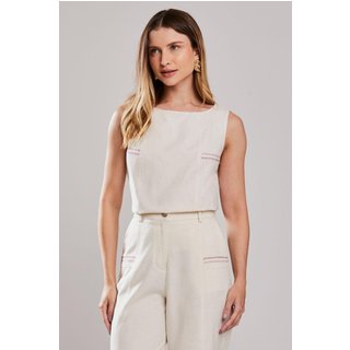 Blusa Regata Rubinella Bordada Rosada Crú