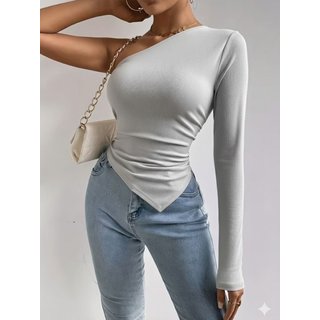 Blusa Feminina Assimétrica Nula Manga CKF Wear Cinza