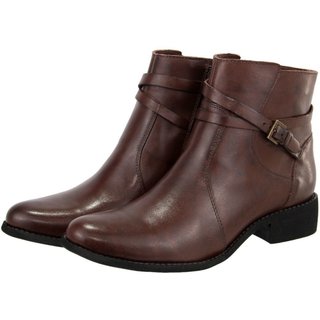 Bota em Couro Conforto Lisa Maria Paula Cano Curto Cacau