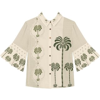 Camisa Estampada De Mangas Amplas Em Viscose Responsável