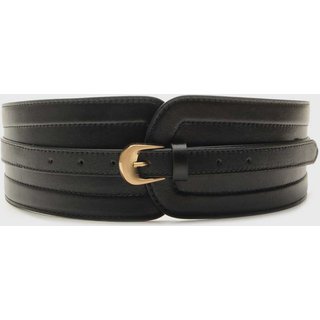 Cinto Feminino Vicenza Couro Fivela Dourada Preto