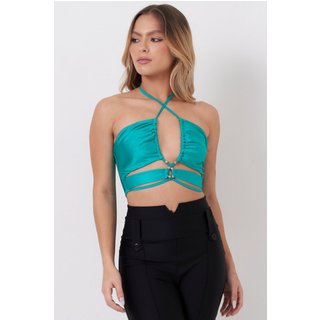 Top Feminino Up Glam Com Ponteiras Planet Girls Verde Médio
