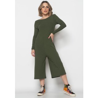 Macacão Manga Longa Salvatore Pantacourt Canelado Salvatore Fashion Verde