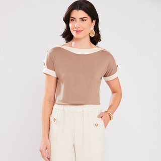 Blusa Adriana-1967 - Detalhe Bicolor e botões